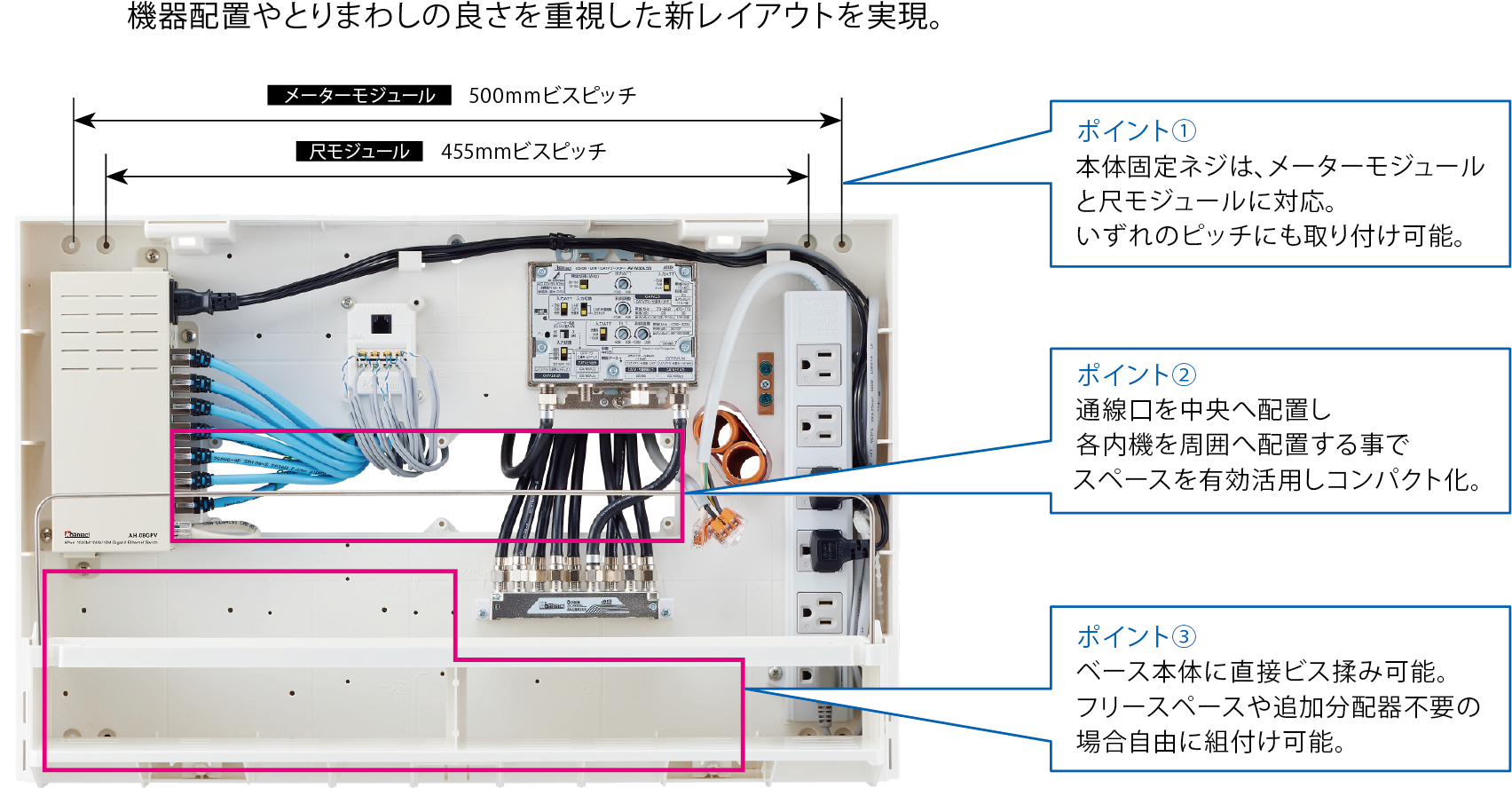 機器配置やとりまわしの良さを重視した新レイアウトを実現。